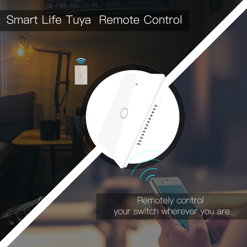 Interruptor de luz inteligente WIFI RF con neutro, 1 grupo, estándar EU UK